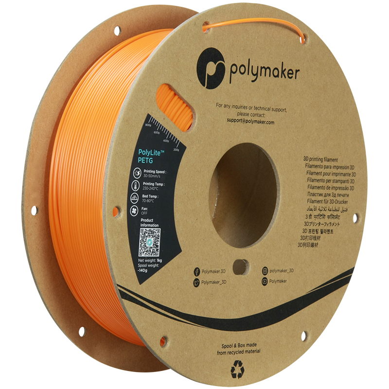 Polymaker PolyLite™ PETG – Orange (1.75 mm, 1 kg)