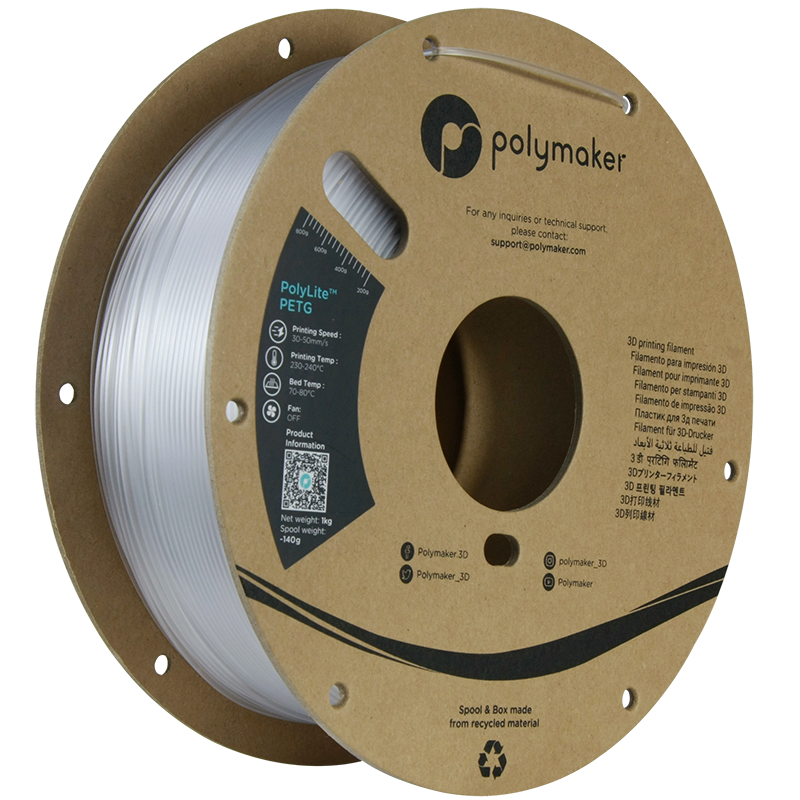 Polymaker PolyLite™ PETG – Clear (1.75 mm, 1 kg)